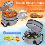 Lifewit Insulated Double Decker Round Casserole Carrier, Portable Pie Carrier Bag for Hot or Cold Food, Fits 12.5" Baking Dish, Thermal Lunch Tote for Potluck Parties, Picnic and Cookouts, Grey