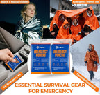 4 Pack Emergency Mylar Blanket Poncho | Waterproof Rain Ponchos | Reusable Packable Poncho | Survival Blanket Poncho for Outdoor Camping & Hiking, Rescue, Car Emergency Kit, Shelter/Tent Cover