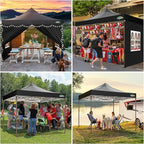 COBIZI 10x10 Pop Up Canopy Tent Heavy Duty with 4 Sidewalls, Commercial Easy Up Instant Canopy Outdoor for Events Party Wedding, All Weather Waterproof UV 50+ with Carry Bag (Leg Upgraded), Black