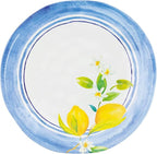 UPware 12 Piece Lovely Lemons Melamine Dinnerware Sets, Outdoor Dishes Set, Plates and Bowls Sets, Service for 4, Blue, Yellow