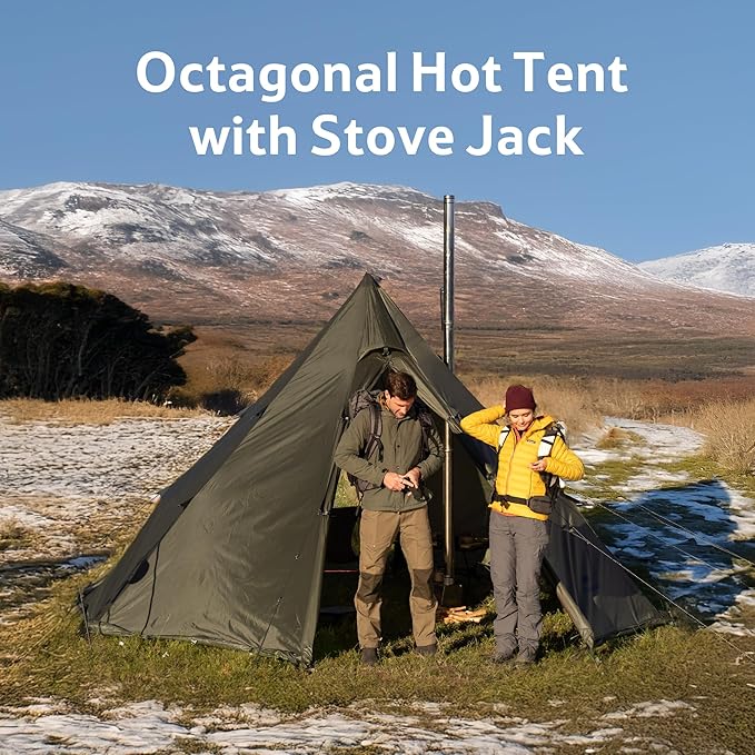 Naturehike Ranch Fire Teepee Tent, Cold Weather Winter Hot Tent with Stove Jack, 4-6 Person Waterproof Windproof 4 Season Tents for Camping