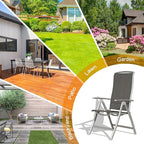 Domi Patio 2-Pack Folding Lounge Chairs - Adjustable Reclining Outdoor Chairs with Aluminum Frame & Textilene Seat for Patio, Pool, Beach, Camping
