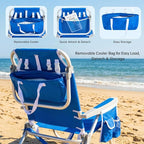 SUNNYFEEL Beach Chairs for Adults 2 Pack 5 Position Lay Flat, Portable Folding Backpack Beach Chair Heavy Duty with Cooler Bag, Cup Holder for Outdoor/Lawn/Picnic, Foldable Camping Chair