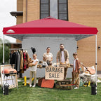 EAGLE PEAK Commercial Canopy 10x10 Pop Up Canopy Tent with 1 Sidewall, Easy Setup Heavy Duty Instant Event Shelter for Vendors & Markets, Outdoor Sun Shade, Red