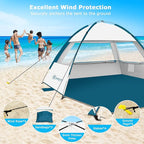 COMMOUDS Beach Tent Sun Shade for 3/4/6/8 Person, UPF 50+ Beach Sun Shelter Canopy Tent, Lightweight, Easy Set Up and Carry