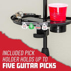 Gator Frameworks Microphone Stand Accessory Tray with Drink Holder and Guitar Pick Tab, 12" x 7" (GFW-MIC-ACCTRAY)