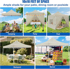 Yesker 10x10 Pop Up Canopy Tent with 4 Sidewalls Portable Folding Outdoor Canopy Easy Setup Gazebo Waterproof Instant Shelter Tent w Wheel Carry Bag sandbag for Events Parties Camping, Khaki Brown