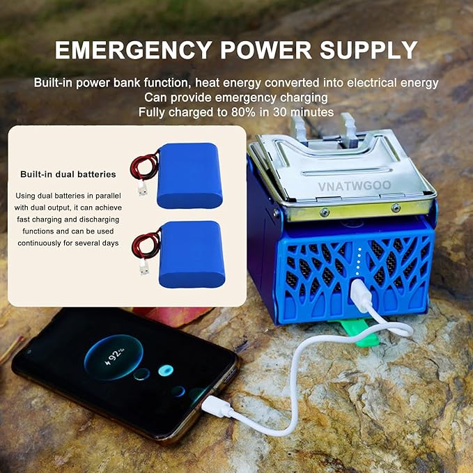 Multi-Fuel Fire-Powered Generator,Portable Charging Camp Stove,with Foldable Design