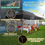 COBIZI 10x20 Pop Up Heavy Duty Canopy with Upgrated Hexagonal Legs, Easy up Tent for Party, Wedding and Commercial Event, Outdoor Canopy with Roller Bag, Sand Bags, Waterproof & UPF50+ (Black)