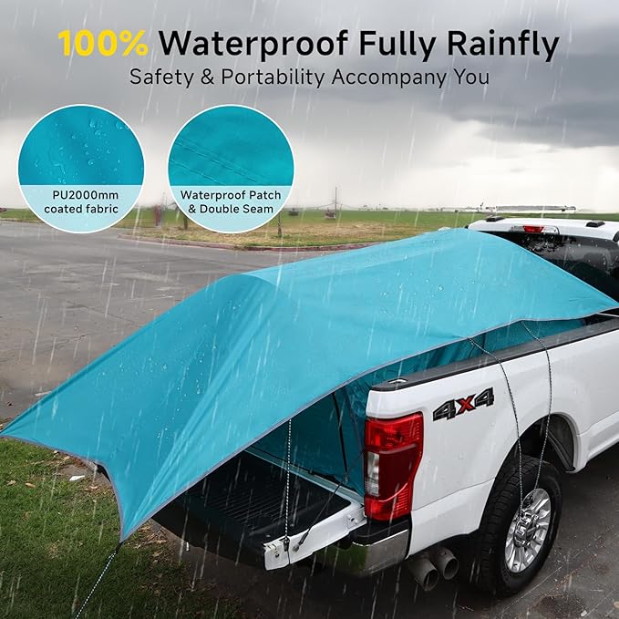 All Weather Camping Screen Tent/SUV Tent, Outdoor Pop Up Tent for Camping with Shelter Mesh & Waterproof PVC, Instant Tent Screen House Portable for Car SUV Van Camping