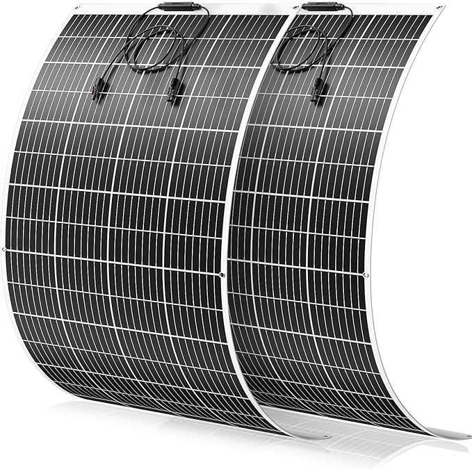 300W Flexible Solar Panel 23.5% High Efficiency 300 Watt Solar Panels Monocrystalline IP68 Waterproof Lightweight Bendable for RV, Camping, Boat, Roof Off-Grid (300w*2)