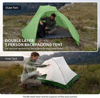 Naturehike Cloud Up 3 Person Backpacking Tent with Footprint - 3 Season Free Standing Lightweight 3 Person Camping Tent | with Footprint, Free Standing, Dome, Camping, Hiking, Waterproof