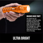 GORILLA GRIP Powerful LED Tactical Flashlight, 750 FT High Lumens 5 Adjustable Modes, Water Resistant, Ultra Bright Zoom Flashlights, Small Mini Flash Light, Camping, Night Dog Walking, 2 Pack Orange