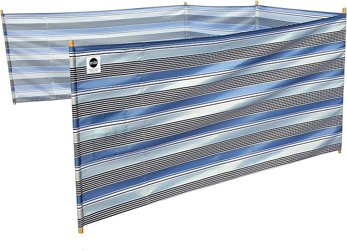ERDA Surf Stripe Pro Beach Recycled Polyester Rip-Stop 20 ft Lightweight Windscreen, Privacy Screen, Wind Blocker, Free Matching Shoulder Bag (New Mahogany Wood Poles)