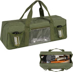 Grill Tool Storage Bag, Large Grill Utensil Storage Caddy with Pockets, BBQ Tools Storage Bag for Outdoor Camping (Green)