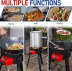 Outdoor Cooker Wok Station with Cover, Iron Wok, Electronic Ignition and Burner 54000 BTU for BBQ, Backyard