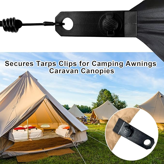Tarp Clips Heavy Duty Lock Grip Clamps Thumb Screw Tent Clip Secures Tarps Awning Clamp Set for Camping Tarps Awnings Caravan Canopies Car Covers Swimming Pool Covers Boat Cover etc. (24)