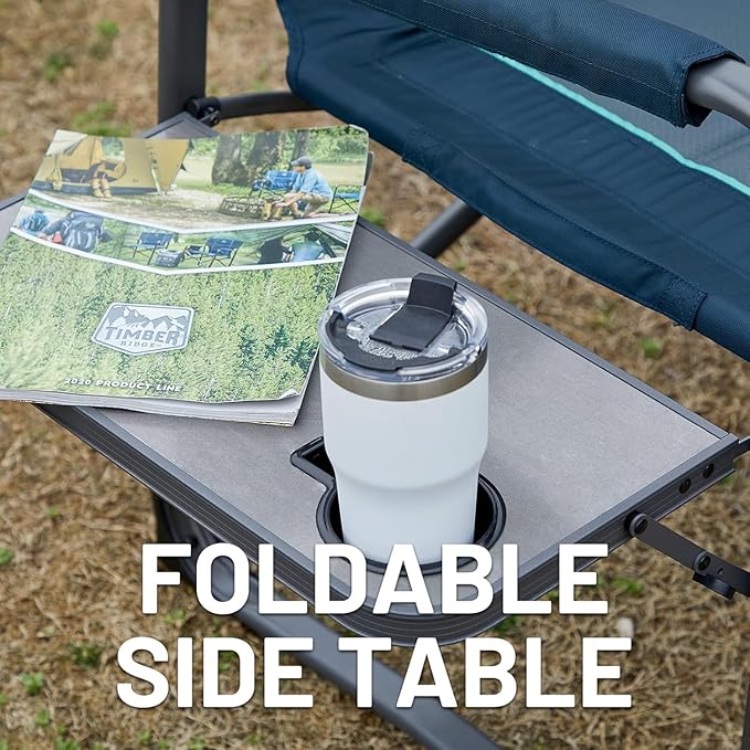 Timber Ridge XXL Directors Chair, 600lbs Capacity Heavy Duty Folding Camping Chair with Side Table & Insulated Pocket, Oversized Portable Chair with Carry Strap