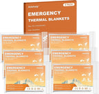 6 Pack Emergency Blankets - Mylar Thermal Space Blankets for Survival and Protection - Ideal for Camping, Outdoors, Hiking, Rescue, Marathons