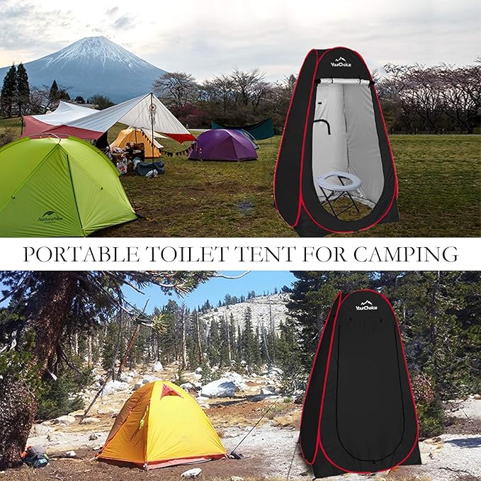 Your Choice Pop Up Privacy Shower Tent, 3.9 x 3.9 x 6.2FT Portable Camping Changing Room, Instant Setup Outdoor Shelter with Silver Coating, Vent Window & Carry Bag for Beach, Hiking & RV | Portable, for Camping, Beach, Hiking, with Carry Bag, Quick Setup