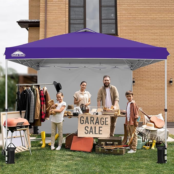 EAGLE PEAK Commercial Canopy 10x10 Pop Up Canopy Tent with 1 Sidewall, Easy Setup Heavy Duty Instant Event Shelter for Vendors & Markets, Outdoor Sun Shade, Purple