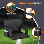 Nova Microdermabrasion 20.5"/25" Wide Stadium Seat for Bleachers w/Back Support Padded Cushion Portable Reclining Bleacher Seats Camping Stadium Chair Waterproof