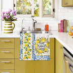 Lemon Kitchen Towels, Lemon Mediterranean Dish Towels Set of 2, Farmhouse Home Sweet Home Kitchen Decor, Summer Yellow Decorative Hand Tea Towels for Housewarming (18x26 Inches)