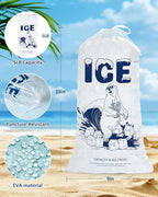 5lb Ice Bags with Drawstring – 50 Pack Reusable Heavy-Duty Plastic Ice Cube Bags for Freezer, Ice Maker, Coolers, Camping, Storage, Leak-Resistant & Food Safe