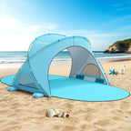 Beach Tent Sun Shelter, Beach Shade Tent with UPF50+ UV Protection, Sun Shelter for 1-3 Person, Beaches Shade with 2 Zippered Doors, Portable Tents for Camping Fishing, Light Blue