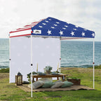 EAGLE PEAK Commercial Canopy 8x8 Pop Up Canopy Tent with 1 Sidewall, Easy Setup Heavy Duty Instant Event Shelter for Vendors & Markets, Outdoor Sun Shade, American Flag
