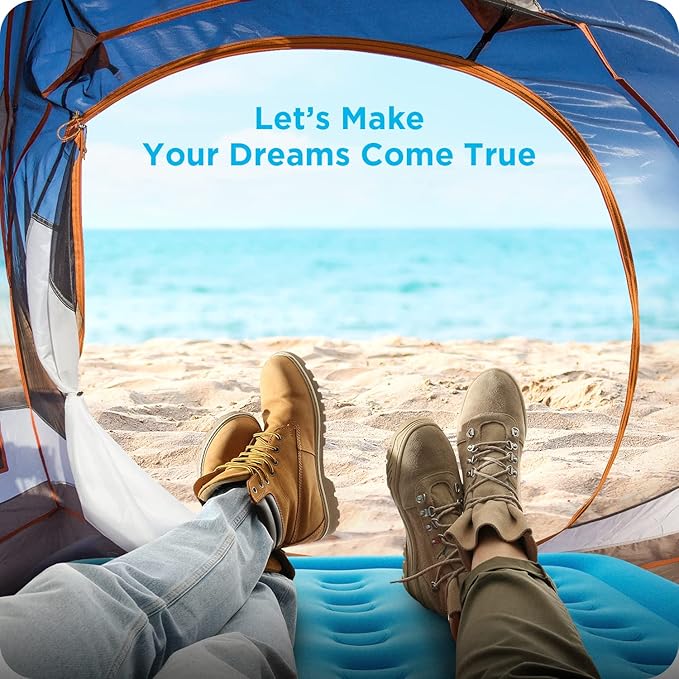 Ciays Air Mattress with Built-in Pump, Blow Up Mattress with Carrying Bag for Home and Camping, Flocked Top Inflatable Air Bed for Guests, Family