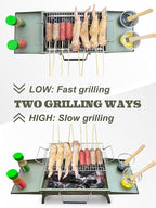 Charmline 14x9 inches Small Portable Charcoal Grill, Camping Gift for Outdoor Enthusias, Tabletop Charcoal Grills for Camping, Picnics, Gardens and Beach Parties, Green