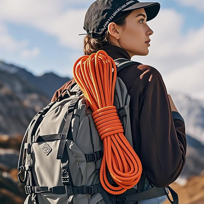Nylon Rope, 1/4 inch 50FT Nylon Poly Rope Utility Cord Strong Polyester for Camping, Hiking, Clothesline, Tie, Flag Pole, Marine, Swing Outdoor & Indoor (6mm Orange)