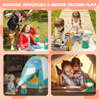 Kids Camping Set Pop Up Play Tent & Space Projector Flashlight- Outdoor Campfire Toy for Toddlers Kids - Pretend Play Camp Gear Tools for Birthday Christmas