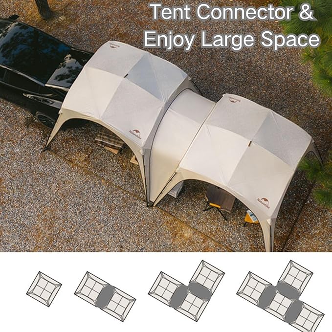 Naturehike Quarter/Hexagonal Camping Tent Canopy Sun Shade,Outdoor Tent for Camping,Fishing,Picnics, Canopy Available with Ground Cloth,Door Curtains,Tent Connector(Connector, Large and Large)