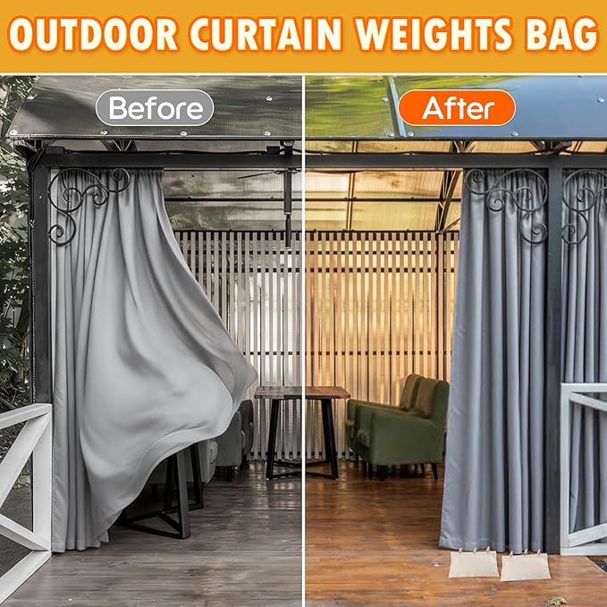 10 Set Outdoor Curtain Weights Upgraded 30 oz High Weighted Sand Bags with 30 Metal Clips for Gazebo Patio Tent Tablecloth 7.5"*8.7"