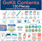 KeepGoing Travel First Aid Kit for Kids – 130 Pc. for Car, Home, Purse, Diaper Bag & Backpack with Latex-Free Bandages - Mini First Aid Kit Travel Size TSA-Approved