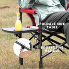 TIMBER RIDGE Lightweight Oversized Camping Chair, Aluminum Directors Chair with Side Table for Outdoor Camping, Lawn, Picnic and Fishing, Supports 400lbs, Red 2PCS