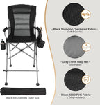 Extra Tall Folding Chairs for Adults 330lbs, Portable Bar Height Foldable Director Chairs for Camping Outside, Comfortable with Makeup Pocket, High Back and Footrest, Black