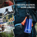 Purewell Filtered Water Bottle BPA Free with 5-Stage Integrated Filter Straw for Camping, Hiking, Backpacking and Travel