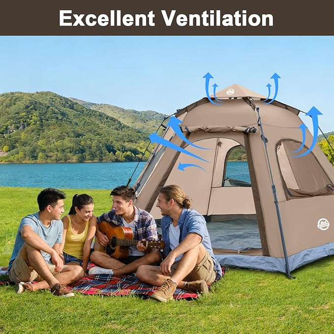 ADSMART Instant Tents for Camping 2/3/4/5 Person Tent Waterproof Easy Setup Sets Up Backpacking Tents with Carry Bag for Outdoor Hiking