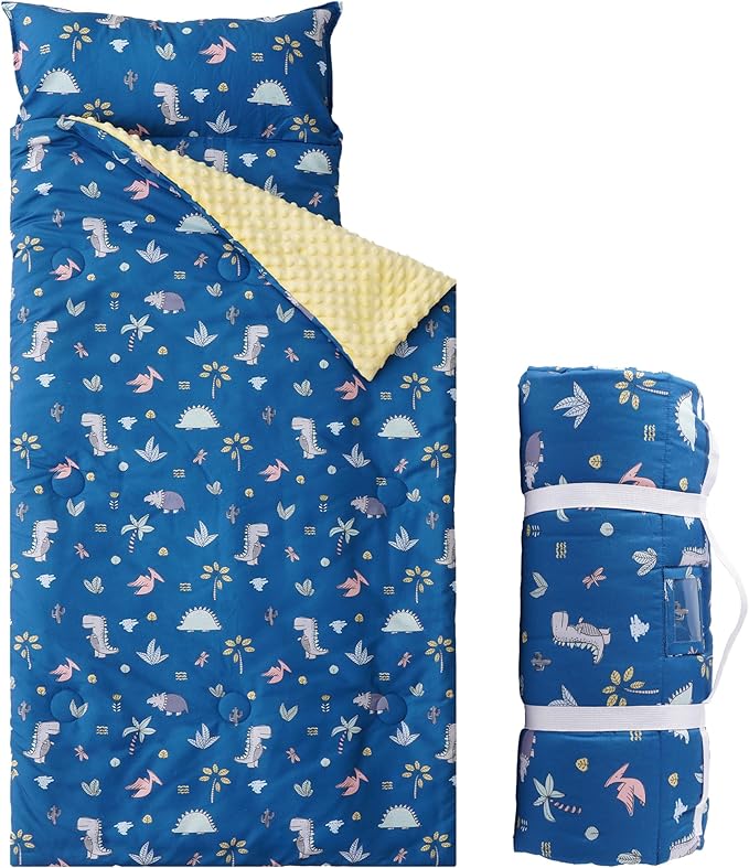 Bunnikins & Clover Toddler Nap Mat with Removable Pillow, Nap Mats for Preschool, Easy Clean Toddler Nap Pad for Kindergarten, Kids Sleeping Bag for Travel Camping