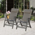 Domi Patio Outdoor Sling Chairs Set of 2 with Moveable Headrest, Folding Chairs Outdoor Reclining Camping Chairs with Armrest Adjustable High Backrest and Padded Textilene Fabric Seat