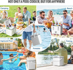 14QT Pool Cooler, with 4 Pool Cup Drink Holders, Insulated Hard Cooler with Handle, Keeps Cold for up to 3 Days, Above Ground Pool Accessories Storage, Portable Poolside Beach Camping