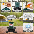 Propane Camping Stove, Portable Backpacking Stove with Adjustable Burner, Stable Camp Gas Stove for Outdoor Cooking, Single Burner Propane Stove for Hiking, Tailgating, Grilling (Fuel not Included)