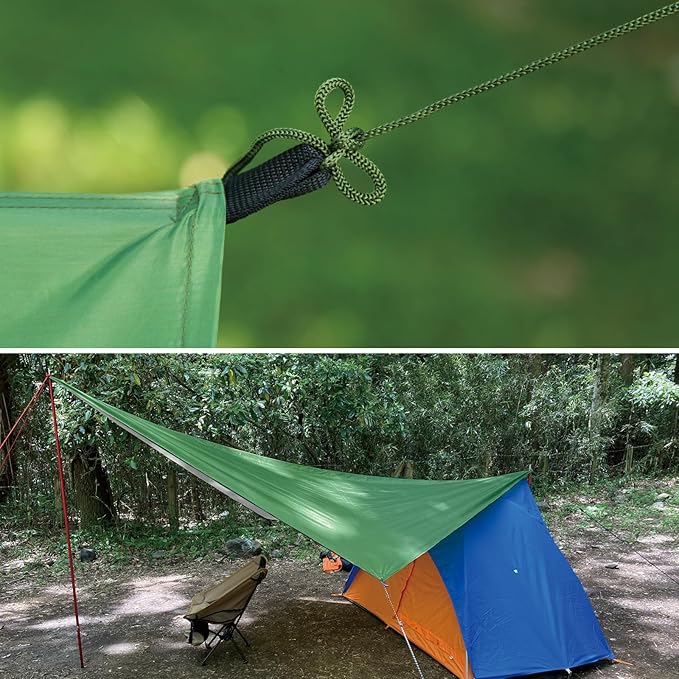 TRIWONDER Camping Tarp Waterproof Rain Fly Hammock Shelter for Hiking, Backpacking, Hammock, Beach, Picnic and Other Outdoor Activities - Accessories Included (Camo)