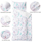 Bunnikins & Clover Toddler Nap Mat with Removable Pillow, Nap Mats for Preschool, Easy Clean Toddler Nap Pad for Kindergarten, Kids Sleeping Bag for Travel Camping