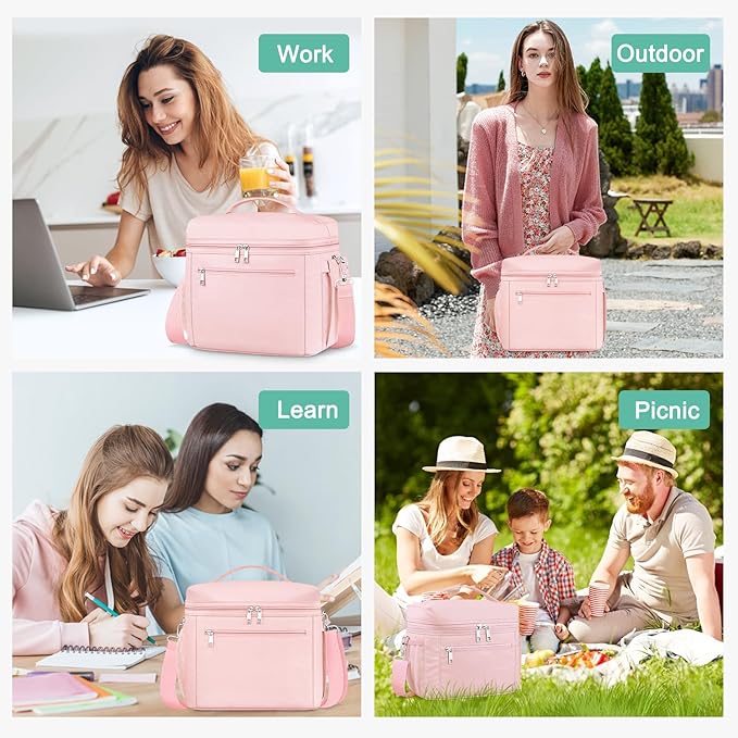 DALINDA Lunch Bag Cooler Bag Lunch Box for Women Men, Insulated Leak Proof LunchBox Lightweight for Picnic,Grocery,Beach,Camping,Travel,Work