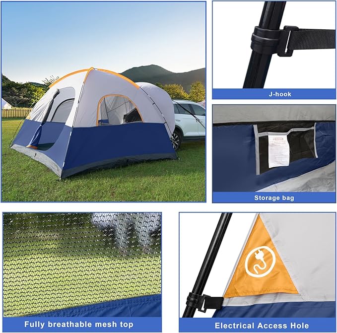 UNP SUV Dome Tent for Camping, Outdoor 6 Person Car Camping Tent, Easy Set Up SUV Tailgate Tent with Rainfly 10' x 10' Vehicle Camping Tent | for Camping, Outdoor, Car Camping Tent, Easy Set Up, SUV Tailgate Tent, with Rainfly