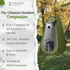 Outdoor Portable Toilet Set for Adults with Camping Night Lantern, Folding XL Toilet, Pop Up Privacy Tent and Carry Bags, Multipurpose Potty, Washable and Foldable for RV Travel